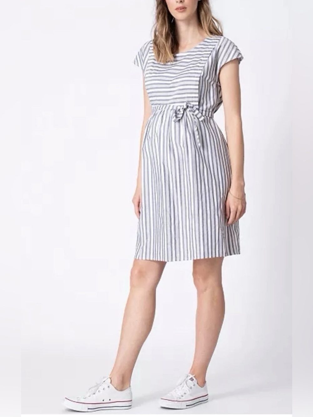 NWOT Seraphine Women’s Presley Striped Maternity Nursing Dress Size 2